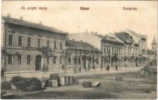 1911 Budapest IV. Újpest, Állami polgári iskola, István tér, üres piac