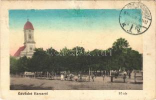 1914 Barcs, Fő tér, templom, piac (fl)