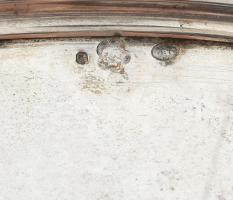 Ezüst(Ag) díszváza, plasztikus puttó díszítéssel, jelzett, m: 24 cm, nettó: 490 g