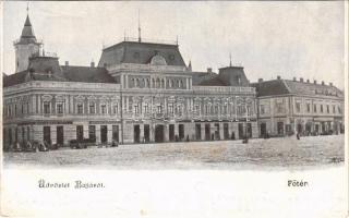 1900 Baja, Fő tér, Városháza, Honig, Schlieszer Miksa és Berger Ármin üzlete (Rb)
