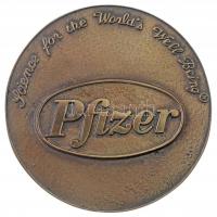 1985. "Pfizer - Science for the World's Well-Being / 1960-1985 - In commemoration of Pfizer's 25 years of activity in Hungary" kétoldalas, öntött Br emlékérem (58mm) T:1-