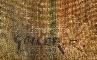 Geiger Richárd (1870-1945): Magyar menyecske nemzetiszínű szalaggal. Olaj, vászon, jelzett. Dekoratí...