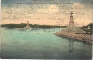 1914 Pancsova, Pancevo; Temes Duna torkolat világítótornyai. Kohn Samu kiadása / Leuchttürme an der Donau / Timis river mouth, lighthouses (EB)