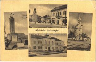 1959 Szécsény, Fő tér, templom, városháza, temlékmű. Képzőművészeti Alap Kiadóvállalat (EK)