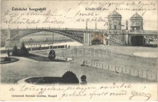 1905 Szeged, Közúti híd. Grünwald Herman kiadása (fl)