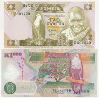 Zambia DN (1980-1988) 2K + 2008. 1000K T:I-II Zambia ND (1980-1988) 2 Kwacha + 2008. 1000 Kwacha C:UNC-XF Krause P#24c.1, P#44f