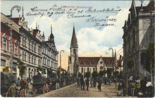 1917 Kaposvár, Erzsébet utca, lovaskocsik, piac