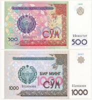 Üzbegisztán 1999. 500Sz + 2001. 1000Sz T:I Uzbekistan 1999. 500 Som + 2001. 1000 Som C:UNC Krause P#81, P#82