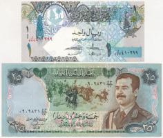 Vegyes: Irak 1986. 25D + Katar ND (2008-2015) 1R T:I Mixed: Iraq 1986. 25 Dinars + Qatar ND (2008-2015) 1 Riyal C:UNC Krause P#73, P#28