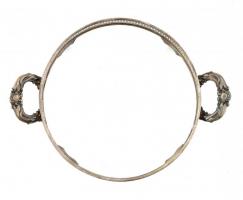 Kerek tálca betét nélkül, ezüstözött alpakka, kopott, d:34cm