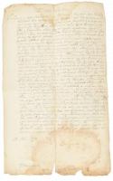 1810 Napoleon I. Ferenc császárnak írott levelének magyar leirata, kézzel írva., Foltos, sérült 40 cm