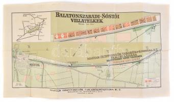1931 Balatonszabadi-Sóstói (Siófok) villatelkek térképe, M. Kir. Állami Térképészet, szakadással, 37×67 cm