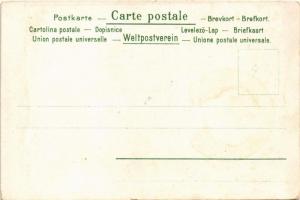 Boldog húsvéti ünnepeket / Easter greeting art postcard, dwarves with rabbit and eggs. Art Nouveau, ...