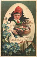1907 Fröhliche Ostern! / Easter greeting art postcard, eggs. Emb. litho (EK)