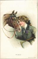 1915 Vollblut / Lady with horse. A.R. & C.i.B. 424. (vágott / cut)