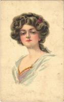 1916 Lady art postcard (EB)