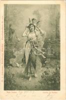 1901 Schelm im Nacken / Lady art postcard. Fr. A. Ackermann Kunstverlag Künstlerpostkarte No. 1121. s: Hans Zatzka (EK)
