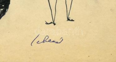 Schéner Mihály (1923-2009): Vázlatok. Golyóstoll, papír, jelzett. Schéner Mihály vázlatkönyvéből Lap...