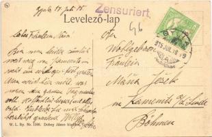 1915 Gyula, Erkel Ferenc tér, Katolikus népiskola, Hegyi József üzlete. W.L. Bp. Nr. 1566. Dobay Ján...