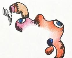 Schéner Mihály (1923-2009): Beefeater, angol királyi koronaőr (kerámia terv), 1980-as évek. Filctoll...