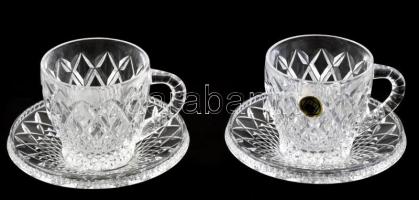 Bohemia kristályüveg csésze aljával, 2 db, eredeti dobozában. hibátlan, m: 8,5cm d:12,5cm