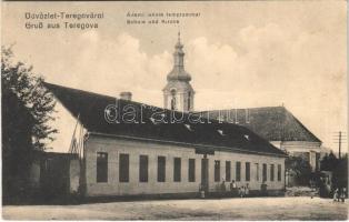 Teregova, Állami iskola és templom. Bonna Sándor kiadása / school and church