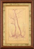 Üvegezett, dekoratív fa képkeret nyomattal, belső méret: 30,4×20,5 cm