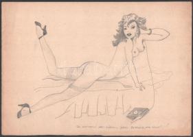 Jelzés nélkül: Pesti Izé pajzán grafikái. Ceruza, papír, 11 db, 21,5×30,5 cm