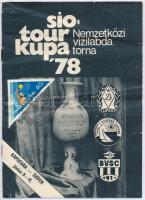 1978 Siotour Kupa Nemzetközi Vízilabda Torna képekkel illusztrált prospektus, gyűrődésekkel, kis szakadással, bélyeggel
