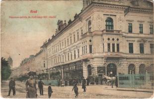1908 Arad, Neuman palota, Andrássy tér, Nagy Farkas vendéglője / palace, square, restaurant (Rb)