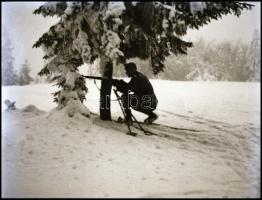 1942 Katonák sígyakorlaton, 7 db fotónegatív, 6×4,5 cm