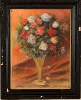 Iványi jelzéssel: Virágcsendélet. Pasztell, papír, hibás üvegezett keretben, 54×39 cm