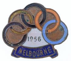 1956. Olympic Games - Melbourne zománcozott fém jelvény (21x25mm) T:2 zománchiba