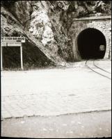 cca 1930-1940 Lillafüred, Szent István-cseppkőbarlang bejárata és a kisvasút alagútja, 2 db, 6×9 cm