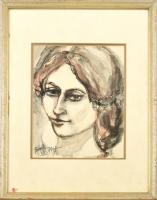 Gadányi Jenő jelzéssel: Portré. Akvarell, papír, üvegezett fa keretben, 30×24 cm
