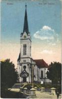 1929 Ruttka, Vrútky; Római katolikus templom. Vasúti levelezőlapárusítás 27. 1918. / church