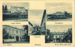 1941 Ipolyság, Sahy; Lengyel szálloda, vármegyeház, római katolikus népiskola, Ipoly utca, M. kir. állami polgári iskola. Pivarcs Anna kiadása / hotel, schools, county hall, street (EK)