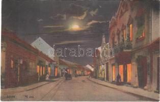 Lippa, Lipova; Fő utca este. Bárány Szerén kiadása / main street at night