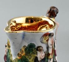 Capodimonte plasztikus figurákkal díszített, 2 személyes porcelán kávés készlet (kanna, kiöntő, cuko...