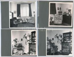 cca 1960-1970 Lakásbelsők, 6 db kartonra ragasztott fotó, 9×9 cm