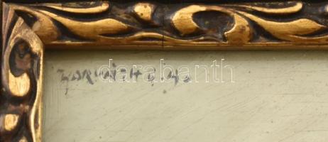 Horváth G. Andor (1876-1966): Pipázó. Olaj, falemez. Jelzett. Díszes, régi üvegezett fa keretben, 18...