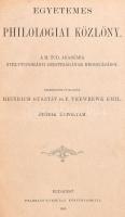 Egyetemes Philologiai Közlöny. Szerk.: Heinrich Gusztáv, P. Thewrewk Emil. Ötödik évfolyam. Bp., 1881, MTA/Franklin-Társulat Könyvnyomdája. 820+15+[25] p. Korabeli, aranyozott gerincű félvászon-kötés, márványozott lapélekkel, kissé kopott borítóval.