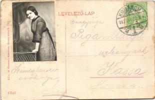 1913 Komárom, Komárnó; Ferenc József rakpart, Sport kávéház, Fritz P. üzlete, beszálló. Hátoldalon a...