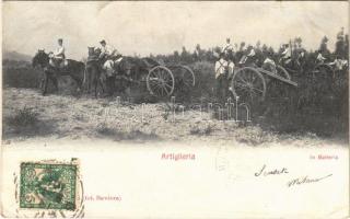 1902 Artiglieria. In Batteria / Italian military, artillery. TCV card (szakadás / tear)