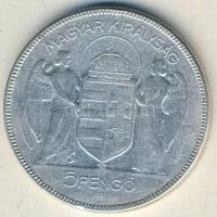 1930. 5P Ag "Horthy jobbra" T:3 ph