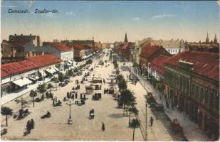 1915 Temesvár, Timisoara; Scudier tér, piac / market square (szakadás / tear)