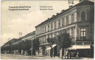 1908 Temesvár, Timisoara; Józsefváros, Kossuth utca, Thomas E.K. kalapgyár és Kartje üzlete / Iosefin, street, shops