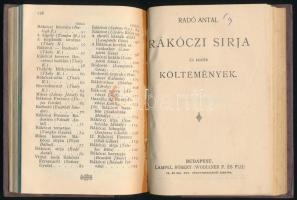 Kolligátum Rákóczi-témájú művekből, 3 db: 
Rákóczi-versek. II. Rákóczi Ferenczről szóló költemények...
