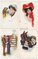 12 db RÉGI motívum képeslap: amerikai hölgyek / 12 pre-1945 motive postcards: American ladies