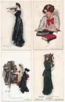 12 db RÉGI motívum képeslap: amerikai hölgyek / 12 pre-1945 motive postcards: American ladies